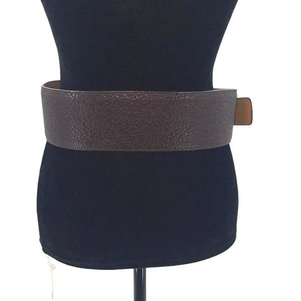 The W by Worth Collection Womens Pebble Leather Wide Strap Fashion Belt Brown OS